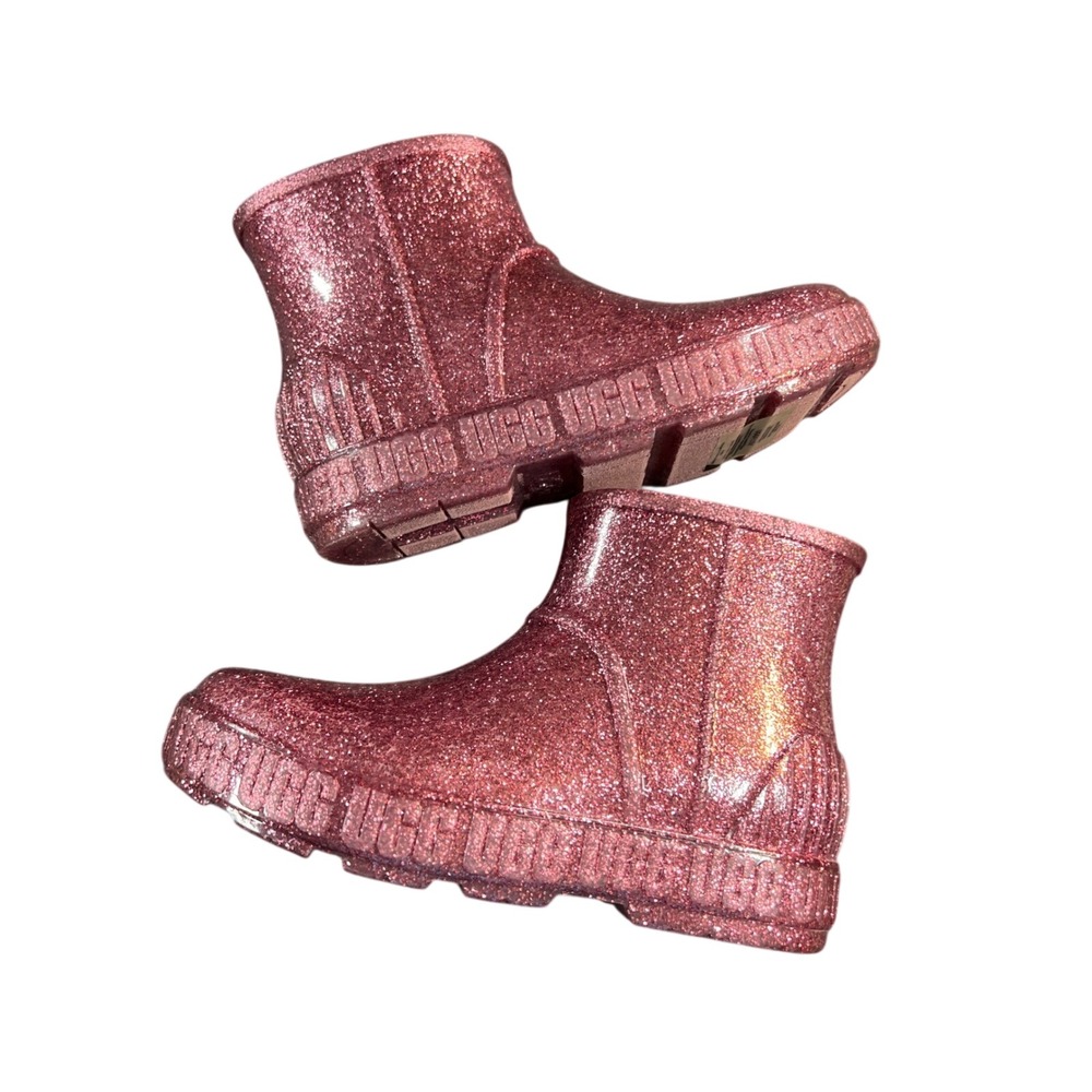 UGG Drizlita Glitter Girl's Rain Boots Youth Size 6 Pink Sparkle Waterproof NWT